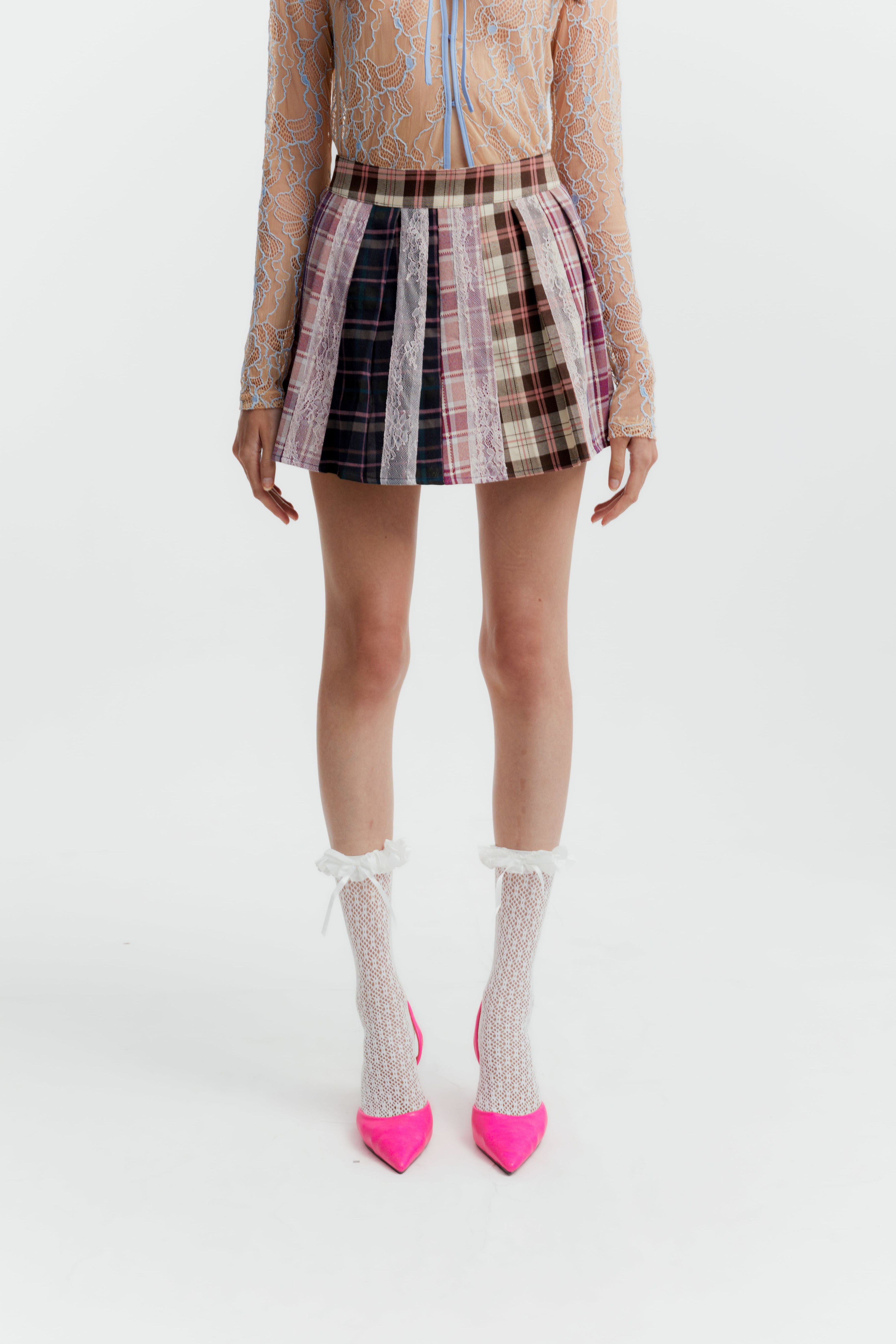 FABRE SKIRT PINK PLAID - CALLIE X ANDIEN