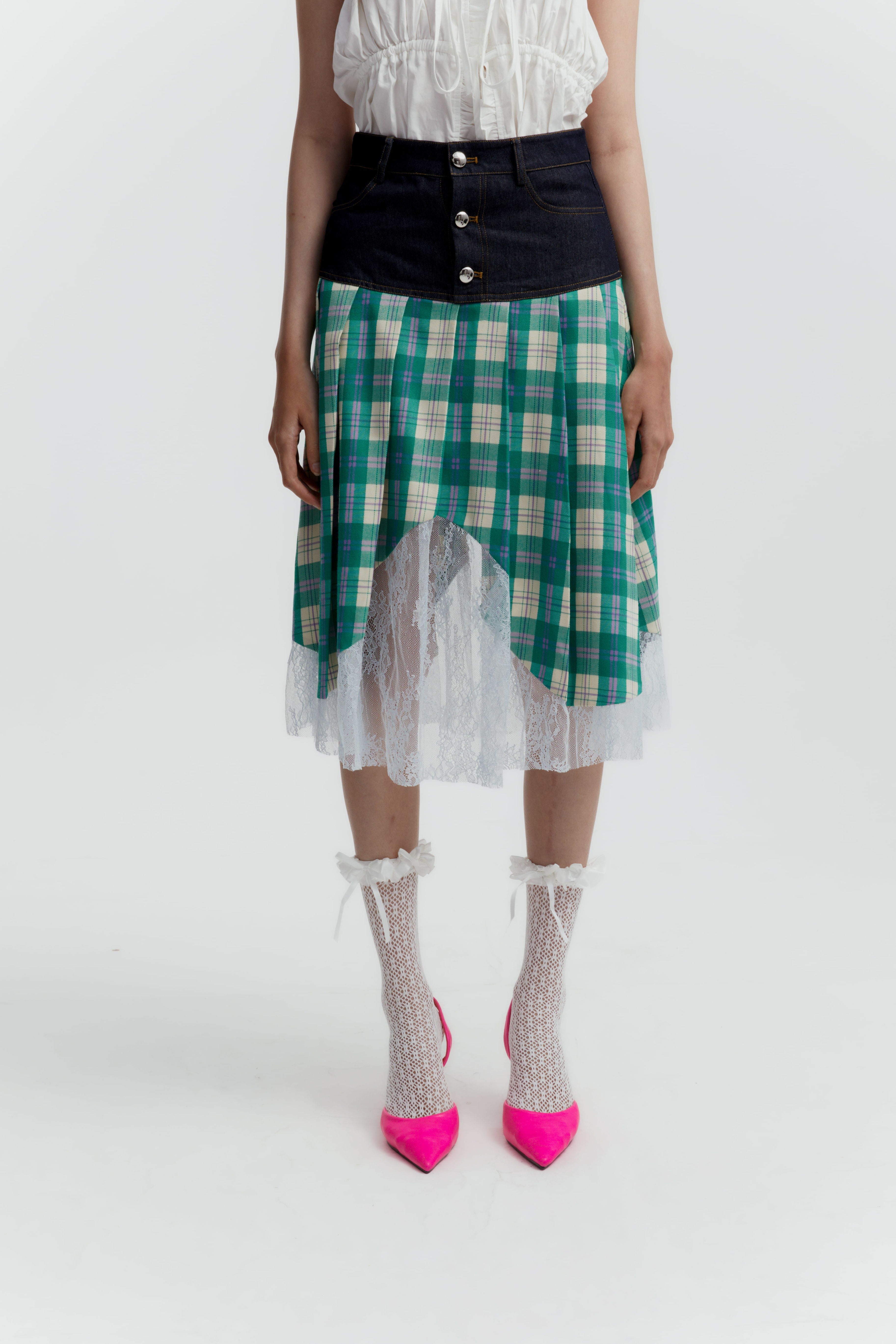 OLIVIERA SKIRT GREEN PLAID - CALLIE X ANDIEN
